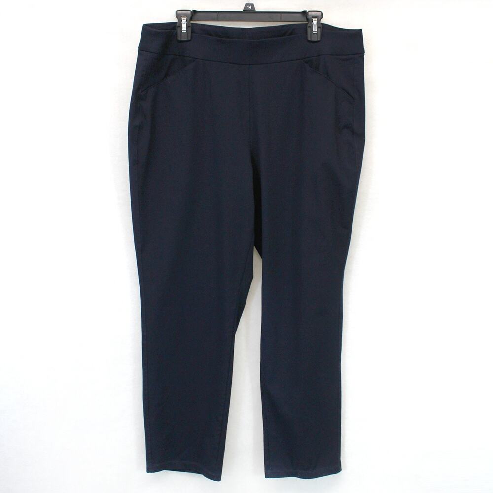 Chico's Travelers Navy Straight Ankle Pants 3R XL Rayon Spandex Stretch Sport